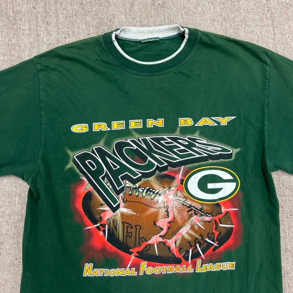 Vintage Green Bay Packers Shirt Mens Medium Green 1990s NFL Football - Picture 2 of 10
